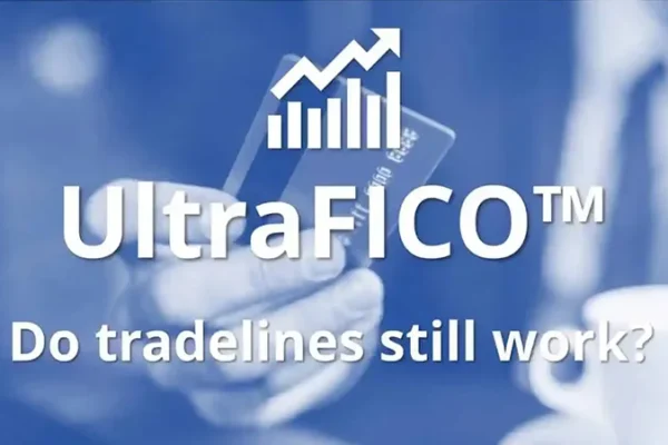 UltraFICO graphic over a person holding a credit card, asking whether tradelines still work