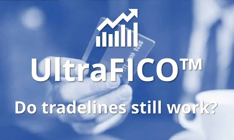 UltraFICO graphic over a person holding a credit card, asking whether tradelines still work
